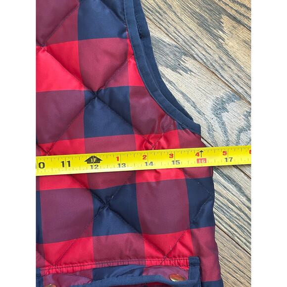 J. Crew XXS Excursion Buffalo Check Plaid Quilted Down Puff Vest Navy Blue Red - Picture 8 of 9